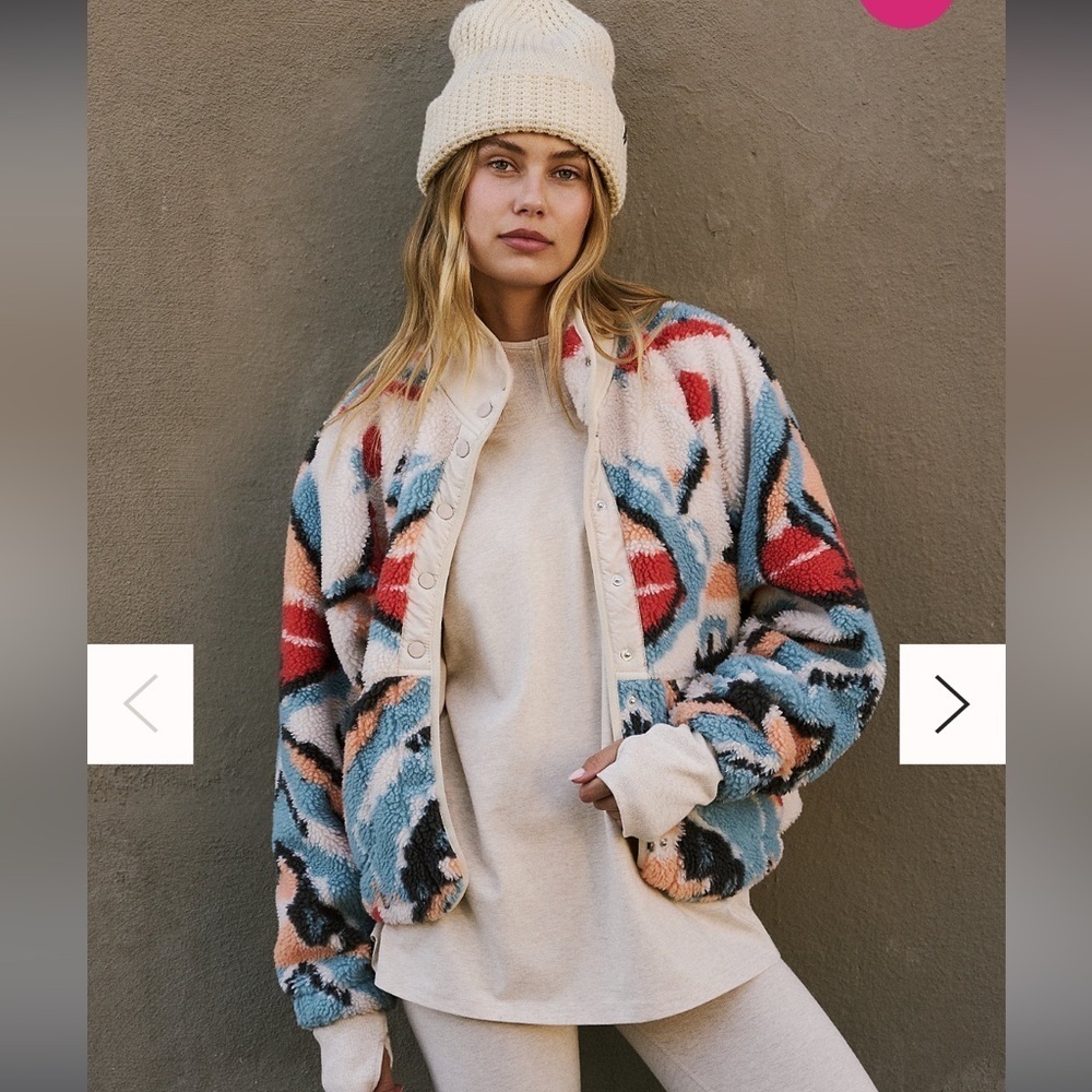 Free People Hit The Slopes Printed Fleece Jacket Color: Multi Combo XS